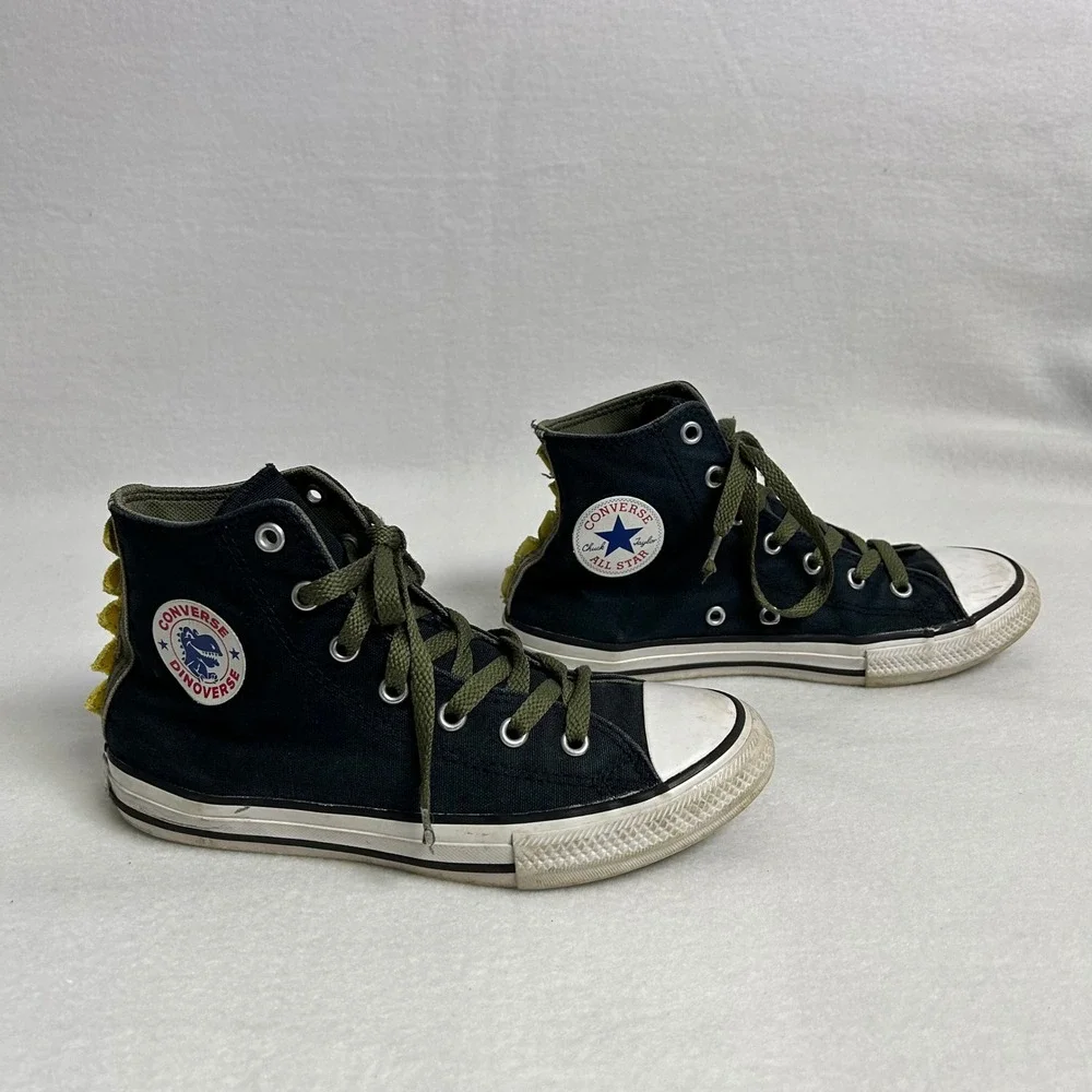 Dinosaur Prehistoric Converse Kids Size 3 Black Chuck Taylor Dinoverse High Top